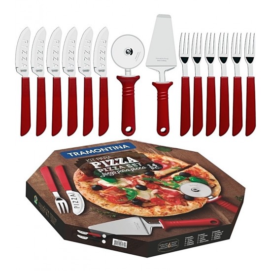 Kit Para Pizza 14 Peças Vermelho